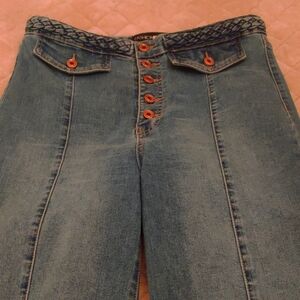 Fashion Nova Blue High Rise Jeans with Braided Waistband